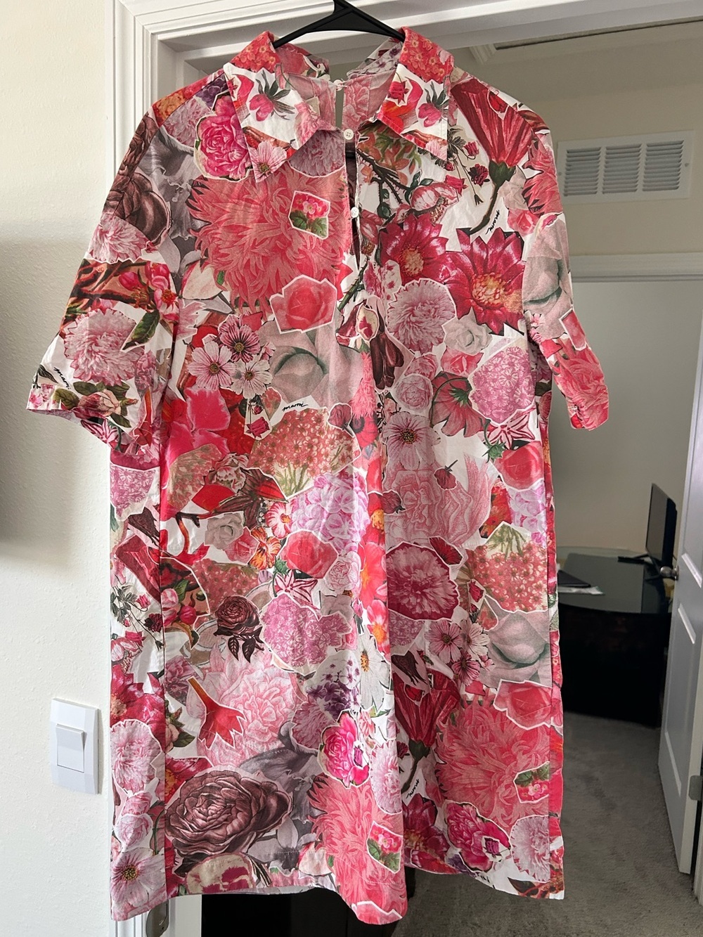 Marni Pink Floral Short-Sleeve A-Line Dress - Picture 2 of 16